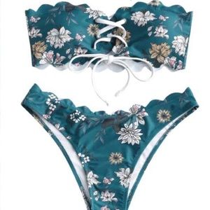 ZAFUL flower strapless bikini set